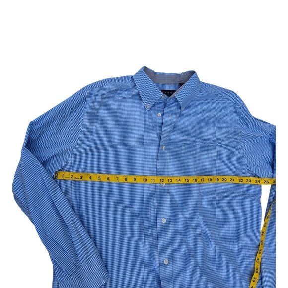 PGA Tour Mens XL Blue Gingham Button-Down Shirt 100% Cotton - Picture 7 of 7
